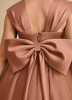 Azazie Chickadee Flower Girl Dresses Bronzer Ball-Gown Sweetheart Neckline Matte Satin Dress image6