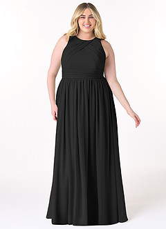 Azazie Harper Bridesmaid Dresses Black A-Line Pleated Chiffon Dress image6