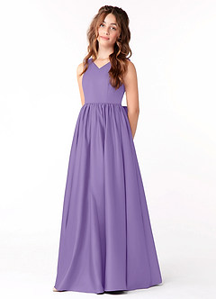Azazie Hathaway Junior Tahiti A-Line Bow Matte Satin Dress image3