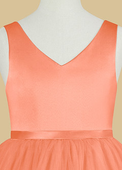 Azazie Marybell Flower Girl Dresses Sunset A-Line Bow Tulle Dress image8