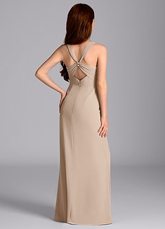 Azazie Mero Junior Meerjungfrau-Linie Plissee Chiffon Kleid Taupe image3