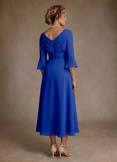 Azazie Aerynne Suknie dla Matki Panny Młodej Linia A Pofałdowany Szyfon Długość herbaty Sukienka image2