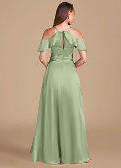 Azazie Dakota Venta Final Vestido de Auburn de Satén Metálico de Corte en A con Vestidos sin tirantes image4