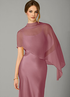 Azazie Jaleesa Bridesmaid Dresses Vintage Mauve A-Line High Neck Stretch Satin Dress image2