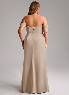 Azazie Saige Bridesmaid Dresses Taupe A-Line Off the Shoulder Chiffon Convertible Dress image15