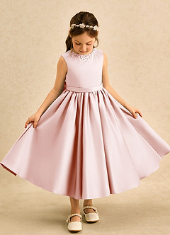 Azazie Doodle Flower Girl Klänningar Klä Balklänning i Matt satäng Rosett image4