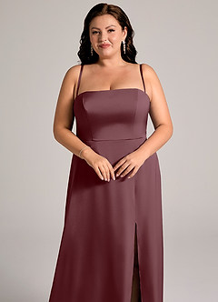 Azazie Wren Brudtärnklänningar Klä av A-Linje i Stretch Satin Axelbandslös Sangria Konvertibel image11