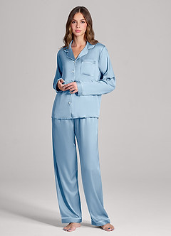 front Pigiama in raso con maniche lunghe e pantaloni coordinati