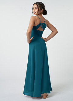 Azazie Avelina Junior Ink Blue A-Line Pleated Chiffon Dress image5