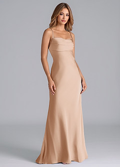 Azazie Seema Bridesmaid Dresses English Rose Mermaid Corset Stretch Satin Dress image1