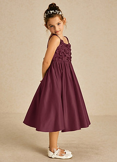 Azazie Midge Robe Demoiselle D'honneur Fillette Robe Trapèze en Mat Satiné Arc Cabernet image4