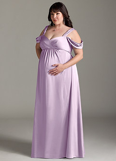 Azazie Rhea Abiti da damigella d'onore premaman Abito A-Line Plissettato a Spalla Scoperta Raso Elasticizzato Floor-Length image11