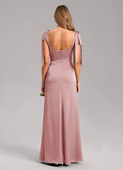 Azazie Frostine Robes de demoiselle d'honneur Robe Trapèze en Satin extensible Arc Rose Poussiéreuse image8