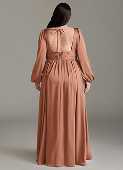 Azazie Norah Brautjungfernkleider A-Linie Stretch-Satin Kleid Bronzer image8