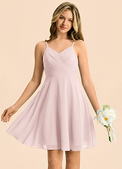 Azazie Avelina Junior Blushing Pink A-Line Pleated Chiffon Dress image5