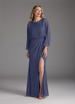 Azazie Ysabella Mother of the Bride Dresses Stormy Mermaid Pleated Mesh Dress image3