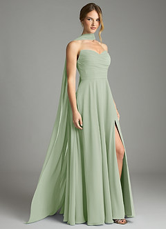 Azazie Ayla Abiti da Damigella Abito A-Line in Chiffon Scollo a Cuore Verde Salvia image1