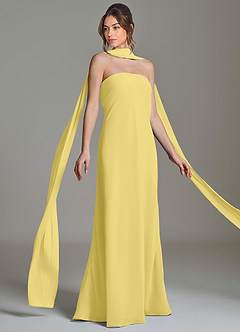 Azazie Ilana Abiti da Damigella Abito A-Line in Chiffon Senza Cinturino Canarino image5