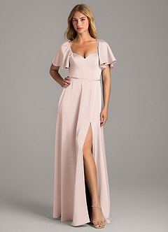 Azazie Chloe Bridesmaid Dresses Blushing Pink A-Line Sweetheart Neckline Stretch Satin Dress image1