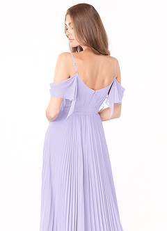 Azazie Lyney Robes de demoiselle d'honneur Robe Trapèze en Mousseline de soie Épaule décolletée Lilas image5