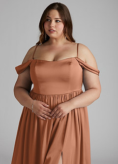 Azazie Morana Bridesmaid Dresses Bronzer A-Line Off the Shoulder Stretch Satin Convertible Dress image15