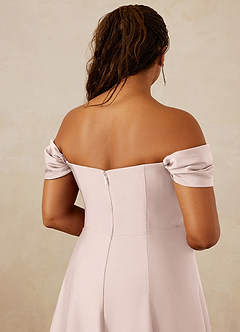 Christian Siriano Bridal for Azazie 1002 Bridesmaid Dresses Blushing Pink A-Line Off the Shoulder Stretch Satin Convertible Dress image14