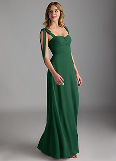 Azazie Lizet Bridesmaid Dresses Dark Green A-Line Sweetheart Neckline Chiffon Dress image3