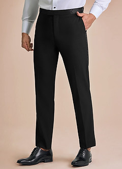 front Classic Noir Pantalon de smoking à revers pointus