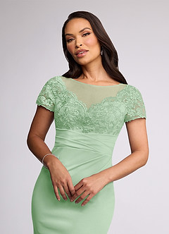Azazie Susan Mother of the Bride Dresses Dusty Sage Sheath Lace Stretch Crepe Dress image3