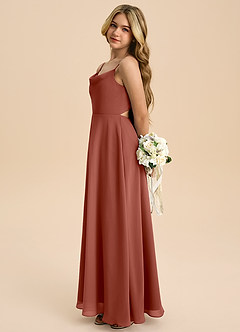 Azazie Shale Junior Klä av A-Line i Chiffong Rosett image2