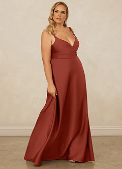 Christian Siriano Bridal for Azazie 1001 Brautjungfernkleider A-Linie Herzausschnitt Stretch-Satin Kleid Terrakotta image14