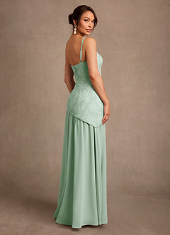 Azazie Flossie 신부의 어머니 드레스 A라인 주름진 쉬폰 플로어 길이 드레스 image5