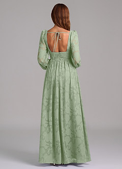 Azazie Norah Brudtärnklänningar Klä av A-Linje i Blommig Utbrändhet Långärmad Dusty Sage image6