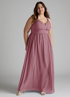 Azazie Ashia Bridesmaid Dresses Vintage Mauve A-Line Pleated Chiffon Dress image9