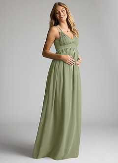 Azazie Emree Brautjungfernkleider für Schwangere A-Linie Chiffon Bodenlänge Kleid image2
