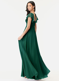 Azazie Bondi Bridesmaid Dresses Emerald A-Line Ruffled Chiffon Dress image5