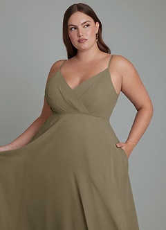 Azazie Amani Brautjungfernkleider A-Linie Plissee Chiffon Kleid Weidengrün image12