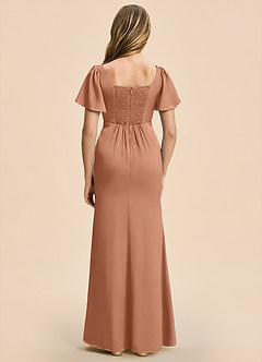 Azazie Chace Junior Bronzer Sheath Stretch Satin Dress image2