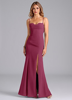 Azazie Wynni Bridesmaid Dresses Mulberry Mermaid Corset Chiffon Dress image3