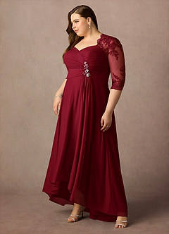 Azazie Anne Mother of the Bride Dresses Burgundy Sheath Sweetheart Sequins Lace Dress image14