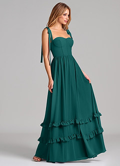 Azazie Anastacia Bridesmaid Dresses Peacock A-Line Sweetheart Neckline Chiffon Dress image3
