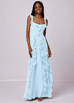 Barbie ♥ Azazie Bridesmaid Dresses Sky Blue A-Line with Pockets Chiffon Dress image3