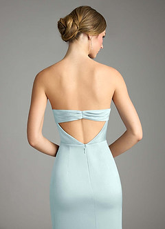 Azazie Leonis Bridesmaid Dresses Sea Glass Mermaid Pleated Stretch Satin Convertible Dress image7