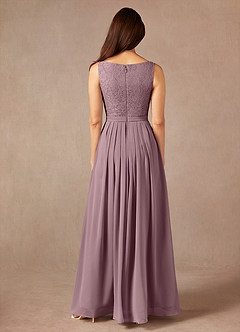 Azazie Ainsling Abiti per la Madre della Sposa Abito A-Line in Chiffon in Pizzo con Scollo Quadrato Rosa Polverosa image7