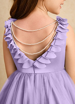 Azazie Lorita Flower Girl Dresses Lilac A-Line Beaded Tulle Dress image8
