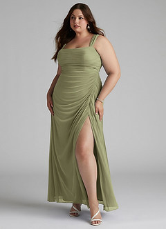 Azazie Jesaphine Bridesmaid Dresses Pistachio Sheath Ruched Mesh Dress image8