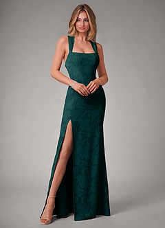 Azazie Luci Bridesmaid Dresses Pine Mermaid Pleated Floral Burnout Convertible Dress image3