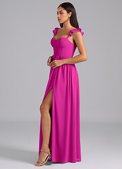 Azazie Denisse Suknie dla druhen Linia A Marszczony Szyfon Do ziemi Sukienka image3