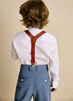 front Matching Color Boy's Matte Satin Suspenders