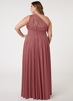Azazie Charlize Bridesmaid Dresses Amethyst A-Line One Shoulder Mesh Dress image7